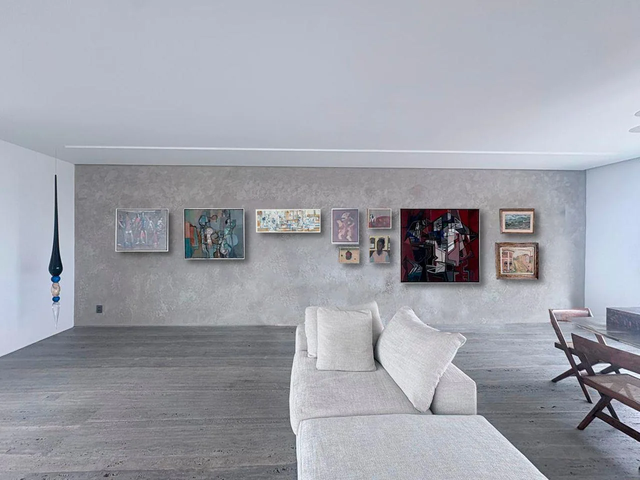Obra de arte posicionada no ambiente